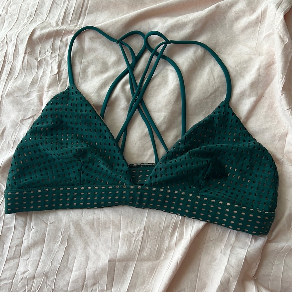 SEAWEED GREEN acacia mesh bikini top in large